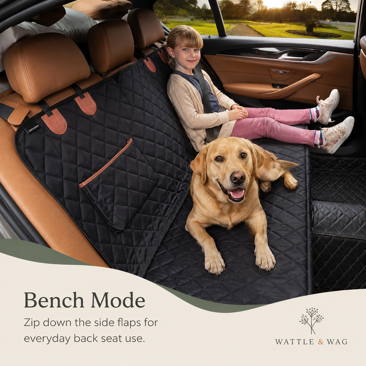 Wattle & Wag- Back Seat Dog Cover