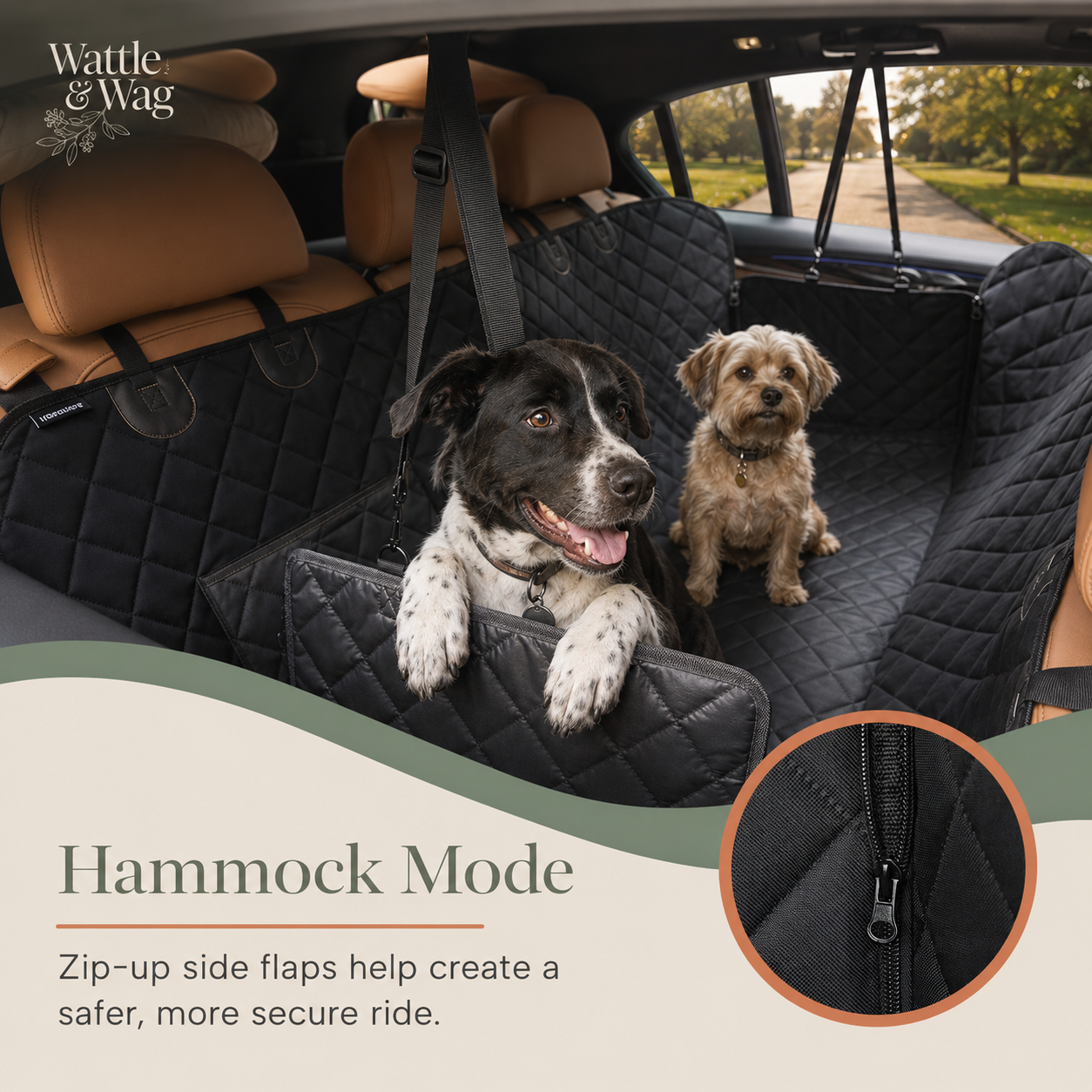 Wattle & Wag- Back Seat Dog Cover