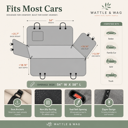 Wattle & Wag- Back Seat Dog Cover